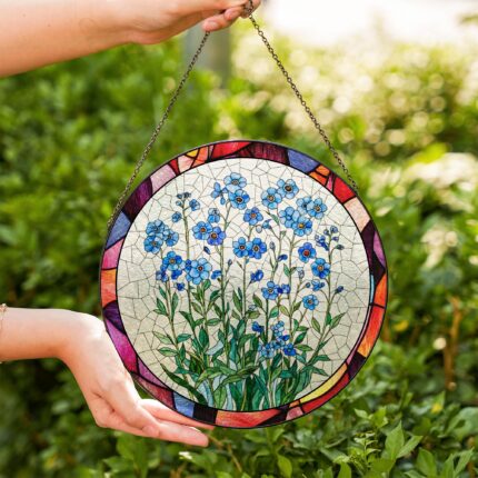 Forget Me Not Stained Glass Suncatcher