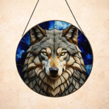 wolf stained glass suncatchers
