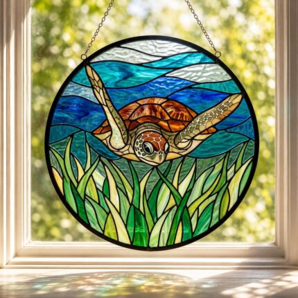 Sea Turtle Stained Glass Suncatcher